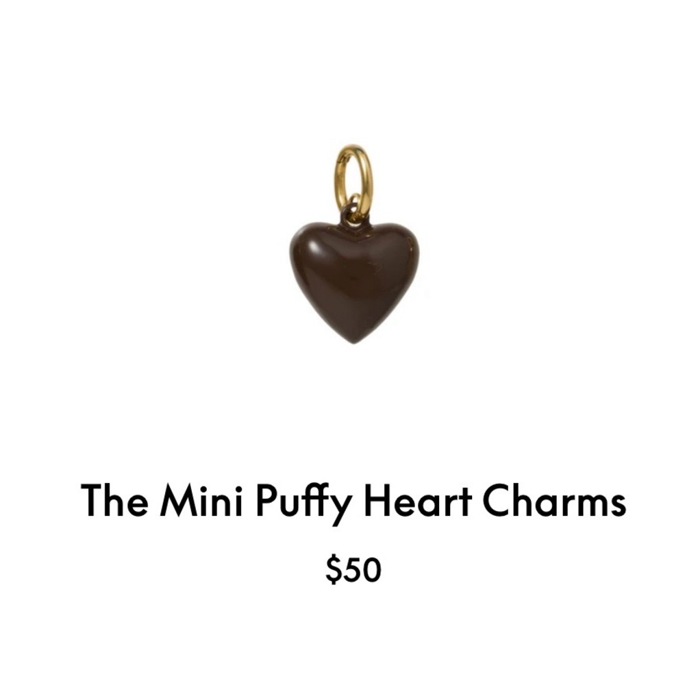ROXANNE ASSOULIN The Mini Puffy  Heart Charm in bark firm price